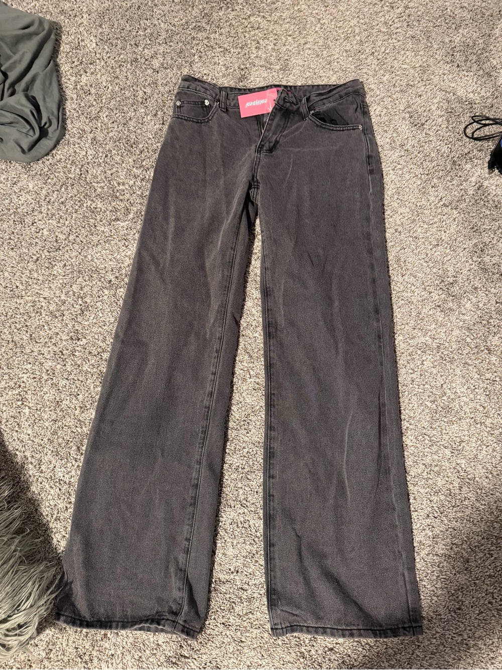 Edikted Black Washed Wide Leg Jeans